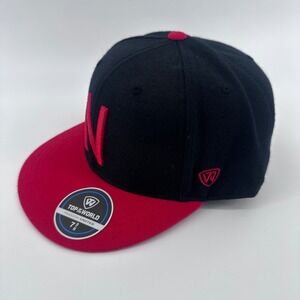 Nebraska Cornhuskers Hat Cap Fitted 7 3/8 Top of the World Blackshirts Black Red